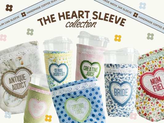 Handmade Heart Drink Sleeve Collection | Coffee, Slim Can, Weck Jar Cozy